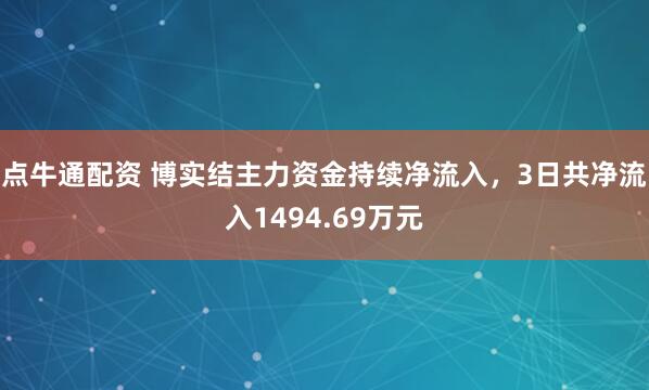 点牛通配资 博实结主力资金持续净流入，3日共净流入1494.69万元